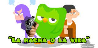 Persona usando Duolingo en un teléfono móvil